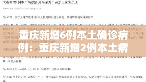 重庆新增6例本土确诊病例:重庆新增2例本土病例行动轨迹 重庆新增6例本土确诊病例:重庆新增2例本土病例行动轨迹