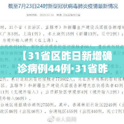 【31省区昨日新增确诊病例44例·31省昨日新增本土病例55例】 【31省区昨日新增确诊病例44例·31省昨日新增本土病例55例】