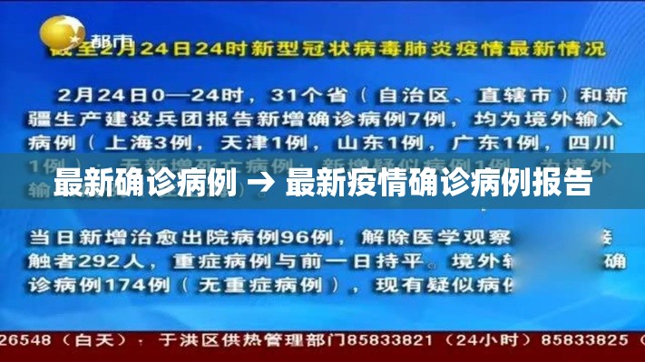 最新确诊病例 → 最新疫情确诊病例报告 最新确诊病例 → 最新疫情确诊病例报告