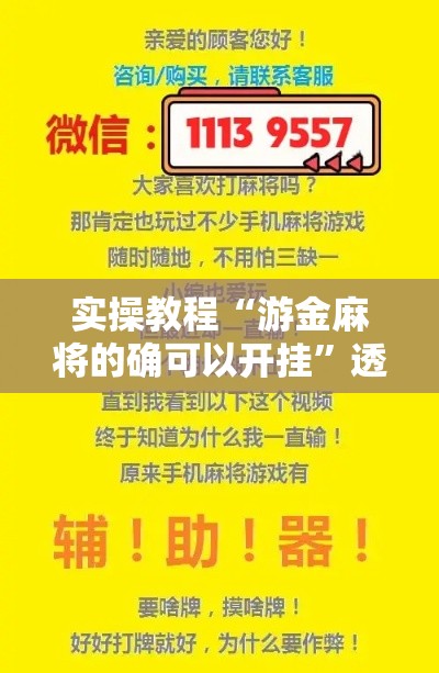 实操教程“游金麻将的确可以开挂”透视开挂辅助教程