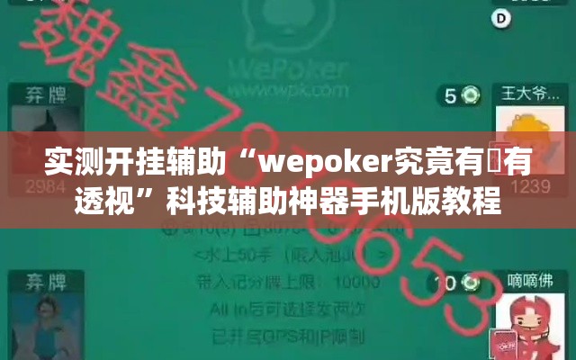 实测开挂辅助“wepoker究竟有沒有透视”科技辅助神器手机版教程