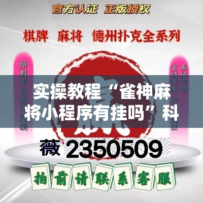 实操教程“雀神麻将小程序有挂吗”科技辅助神器手机版教程