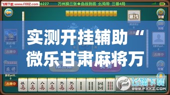实测开挂辅助“微乐甘肃麻将万能开挂器通用版(辅助神器)开挂详细教程 实测开挂辅助“微乐甘肃麻将万能开挂器通用版(辅助神器)开挂详细教程