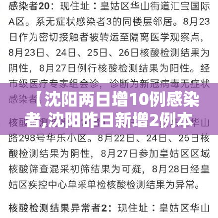 【沈阳两日增10例感染者,沈阳昨日新增2例本土确诊】 【沈阳两日增10例感染者,沈阳昨日新增2例本土确诊】