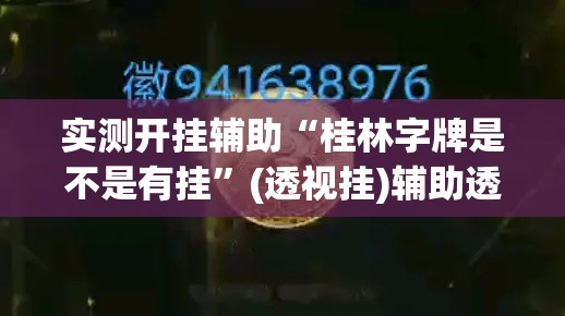 实测开挂辅助“桂林字牌是不是有挂	”(透视挂)辅助透视教程