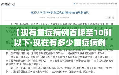 【现有重症病例首降至10例以下·现在有多少重症病例】