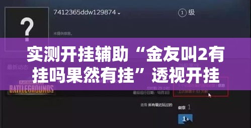 实测开挂辅助“金友叫2有挂吗果然有挂”透视开挂辅助教程