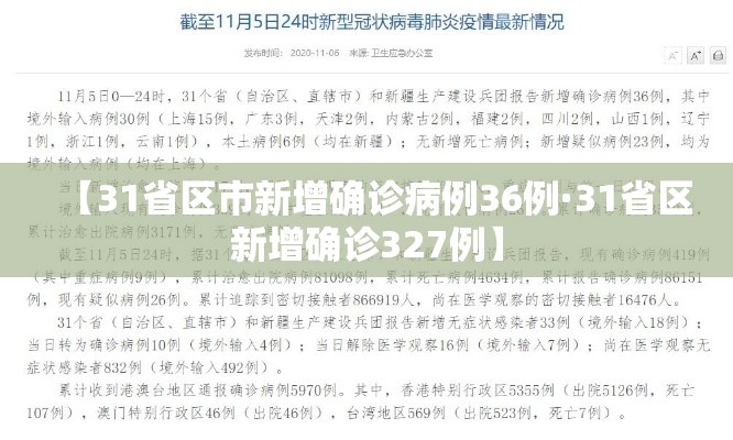 【31省区市新增确诊病例36例·31省区新增确诊327例】