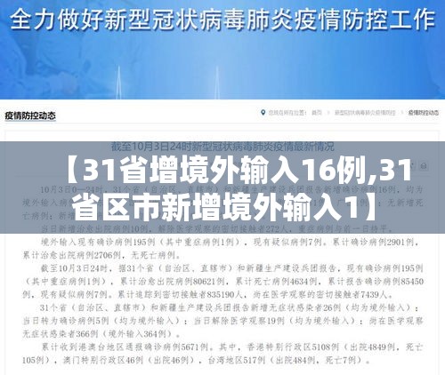 【31省增境外输入16例,31省区市新增境外输入1】 【31省增境外输入16例,31省区市新增境外输入1】