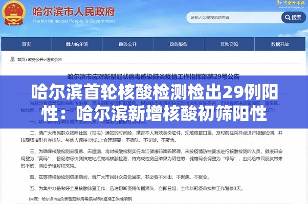 哈尔滨首轮核酸检测检出29例阳性:哈尔滨新增核酸初筛阳性 哈尔滨首轮核酸检测检出29例阳性:哈尔滨新增核酸初筛阳性