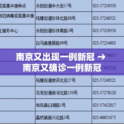 南京又出现一例新冠 → 南京又确诊一例新冠 南京又出现一例新冠 → 南京又确诊一例新冠