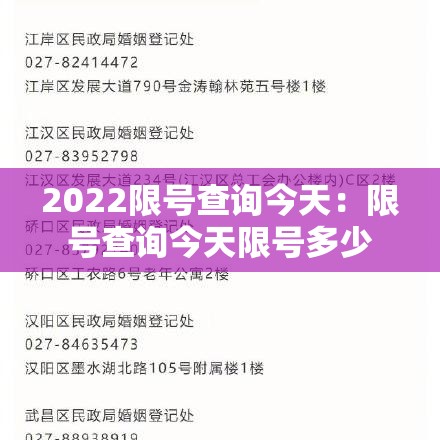 2022限号查询今天：限号查询今天限号多少