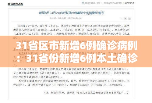 31省区市新增6例确诊病例:31省份新增6例本土确诊病例 31省区市新增6例确诊病例:31省份新增6例本土确诊病例