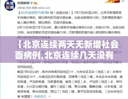 【北京连续两天无新增社会面病例,北京连续几天没有确诊病例了】 【北京连续两天无新增社会面病例,北京连续几天没有确诊病例了】