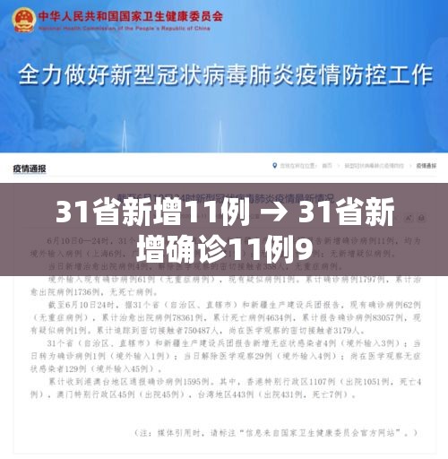 31省新增11例 → 31省新增确诊11例9