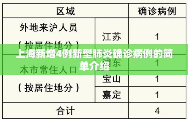 上海新增4例新型肺炎确诊病例的简单介绍