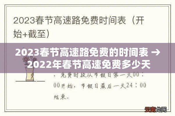 2023春节高速路免费的时间表 → 2022年春节高速免费多少天 2023春节高速路免费的时间表 → 2022年春节高速免费多少天