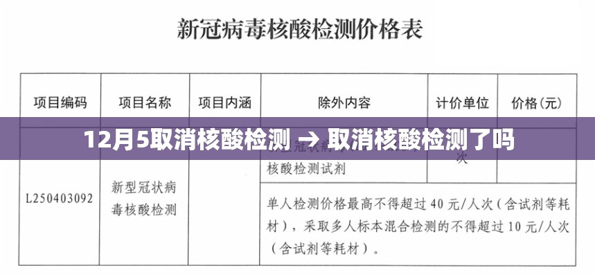 12月5取消核酸检测 → 取消核酸检测了吗