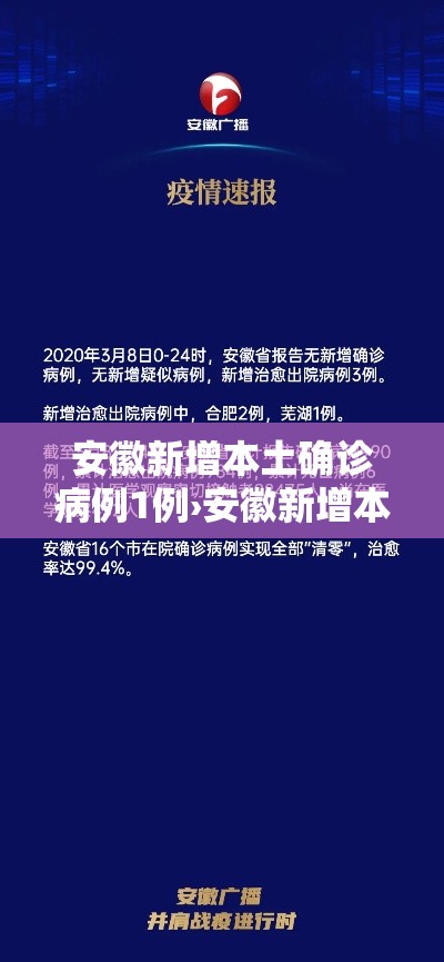 安徽新增本土确诊病例1例›安徽新增本土确诊病例1例最新消息