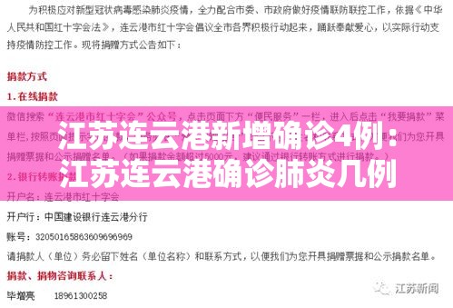 江苏连云港新增确诊4例：江苏连云港确诊肺炎几例