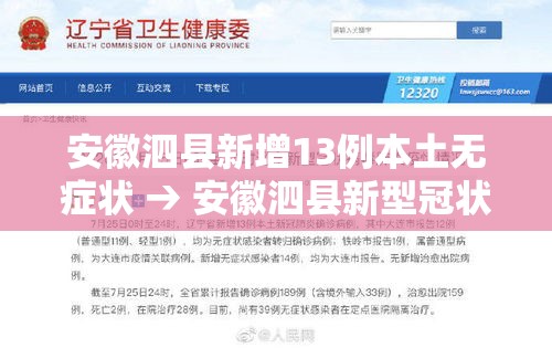 安徽泗县新增13例本土无症状 → 安徽泗县新型冠状病毒几例 安徽泗县新增13例本土无症状 → 安徽泗县新型冠状病毒几例