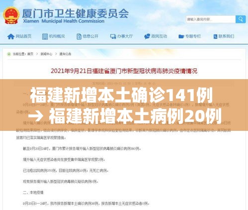 福建新增本土确诊141例 → 福建新增本土病例20例 累计确诊438例 福建新增本土确诊141例 → 福建新增本土病例20例 累计确诊438例